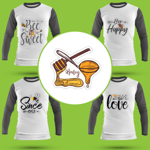 Bee SVG T Shirt Designs Bundle cover image.