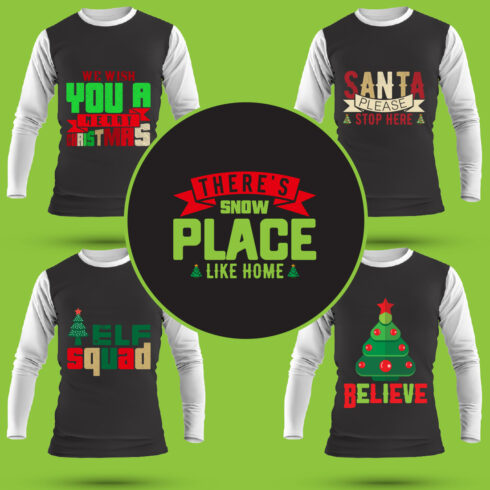 Christmas T Shirt Designs Bundle cover image.