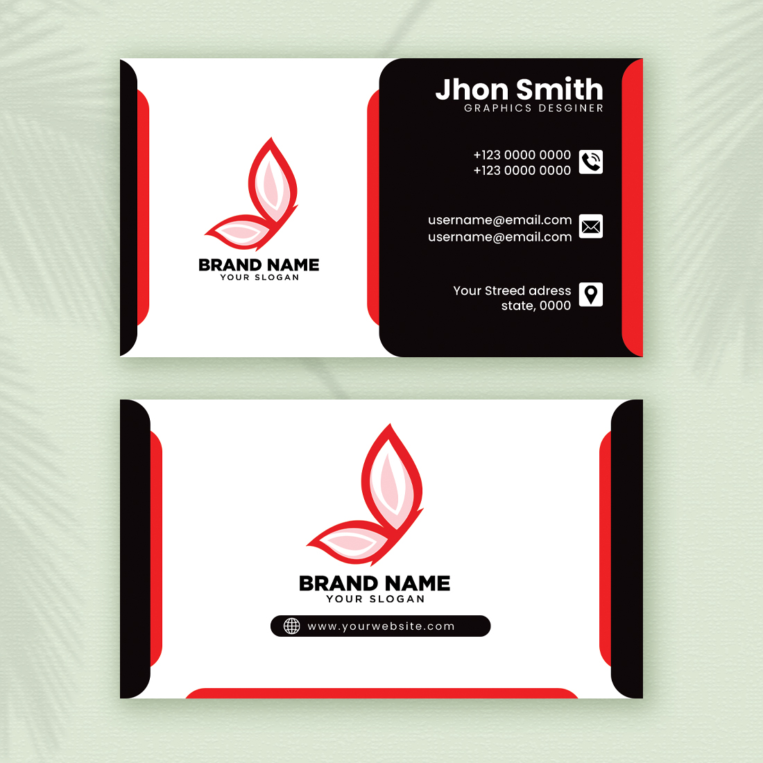 Double Side Business Card Template preview image.