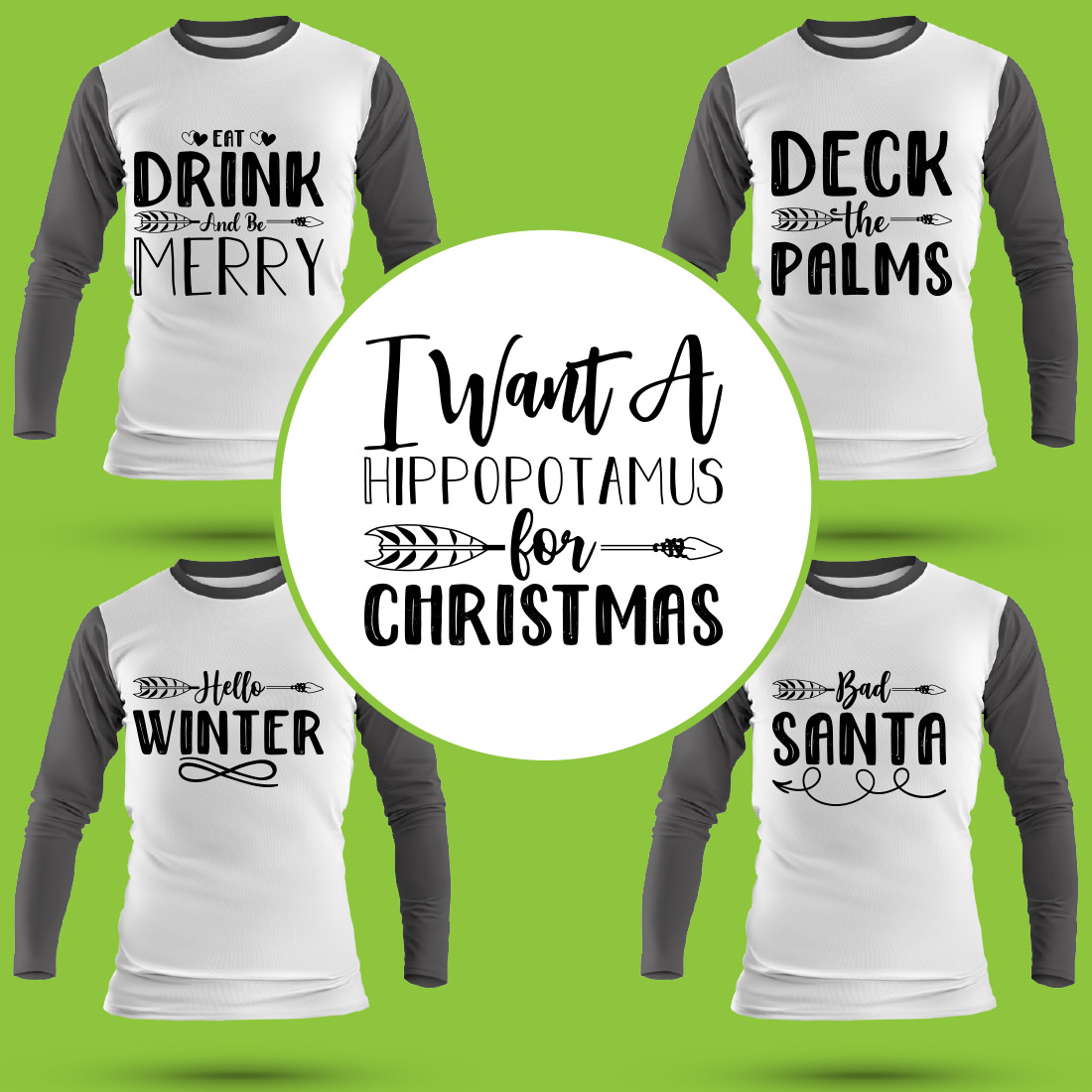 Christmas T Shirt Designs Bundle cover image.