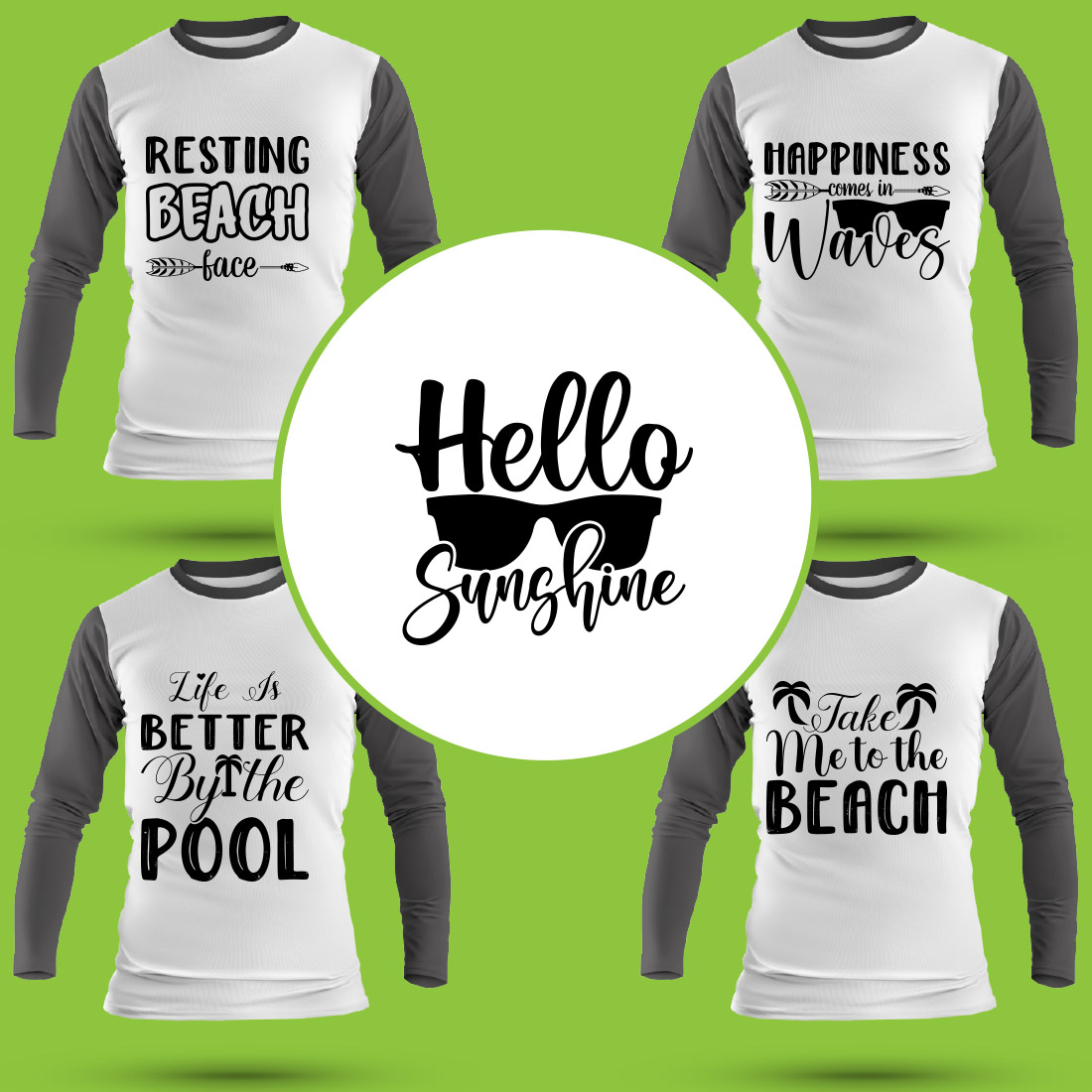 Beach T Shirt Designs Bundle preview image.