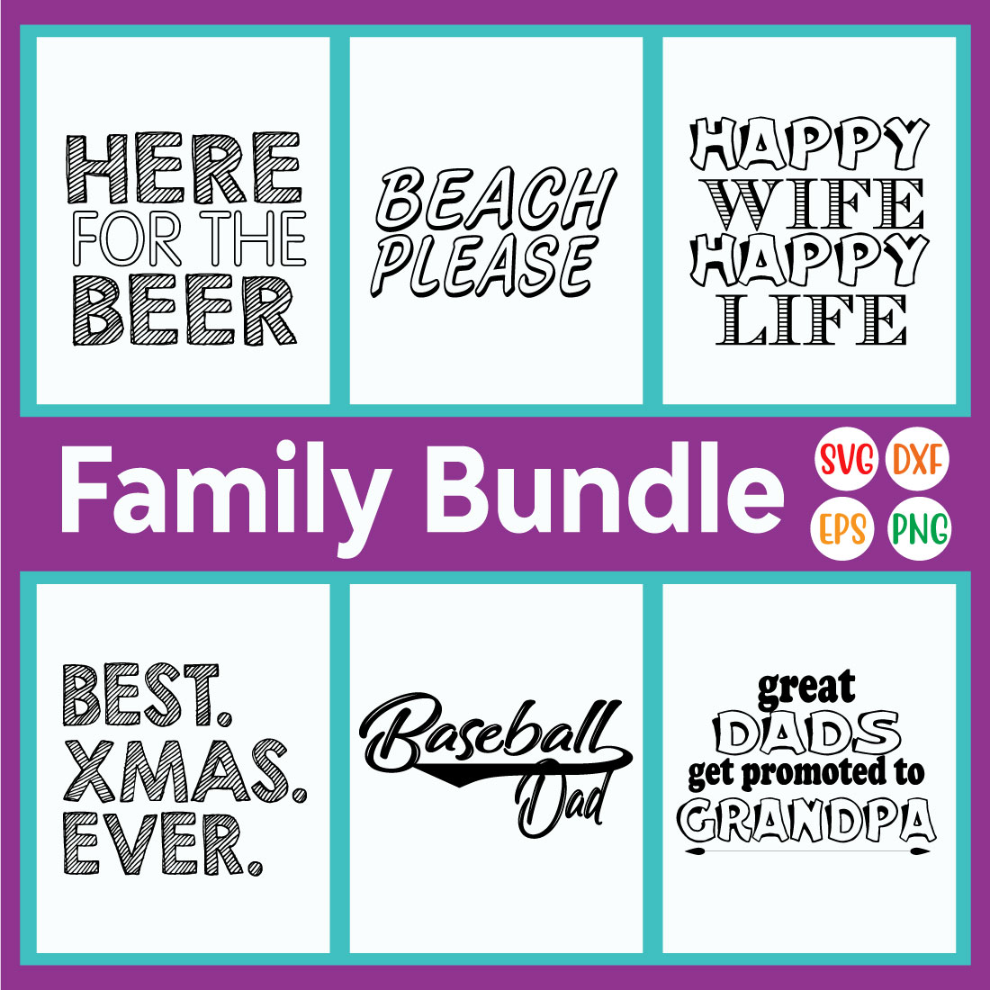 Funny Family Quote T-shirt Designs Vol9 cover image.