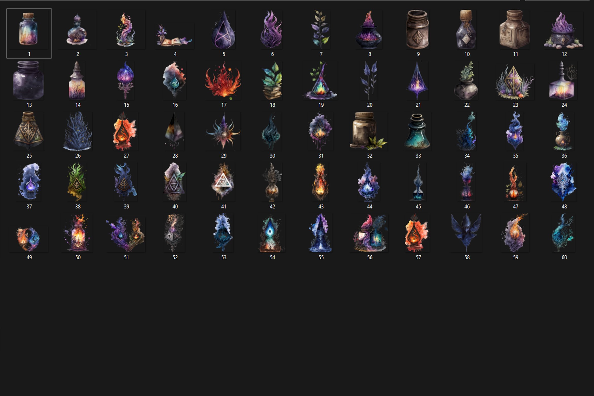 60 Dark Magic Elements preview image.