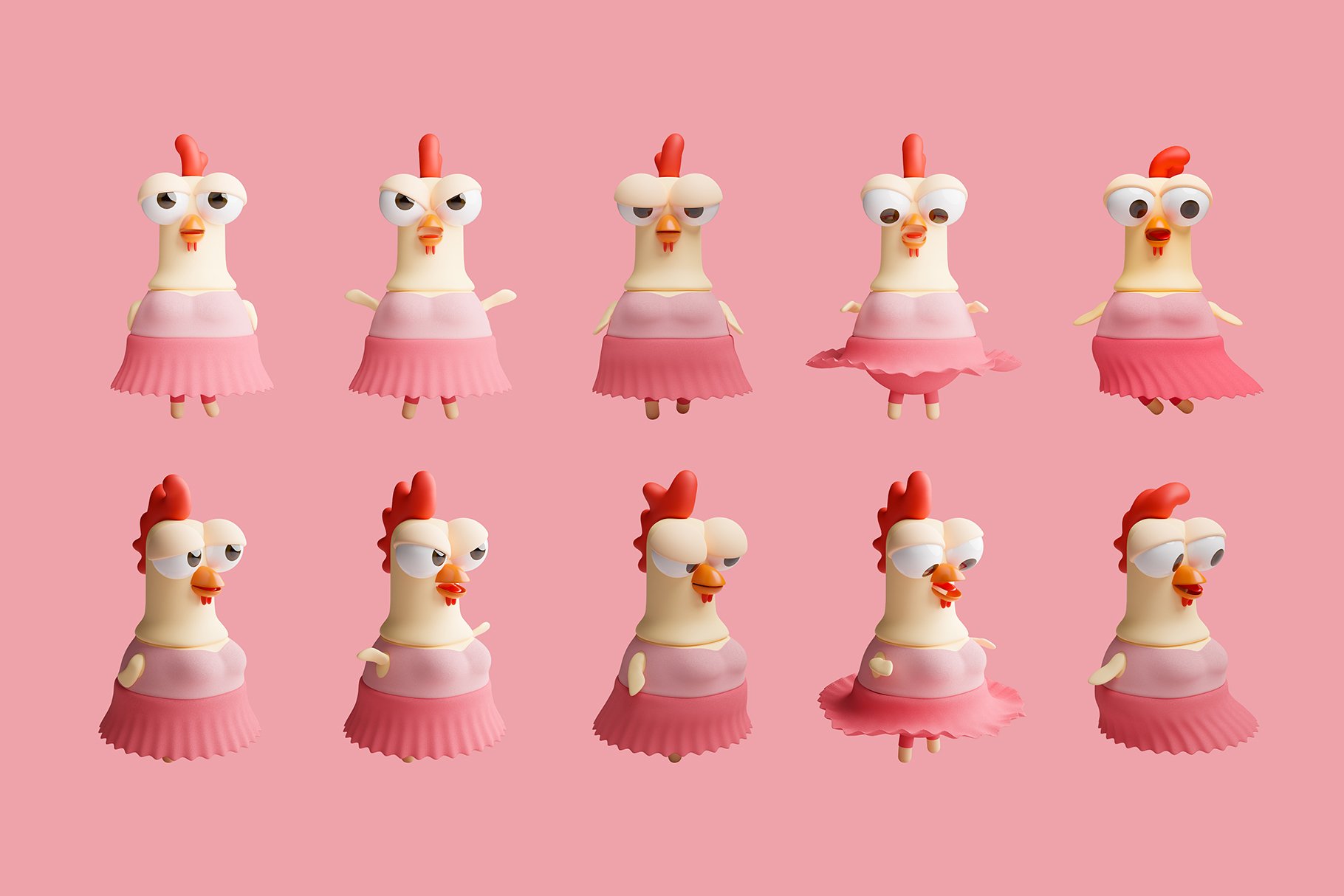 Hen 3D Character Illustration preview image.