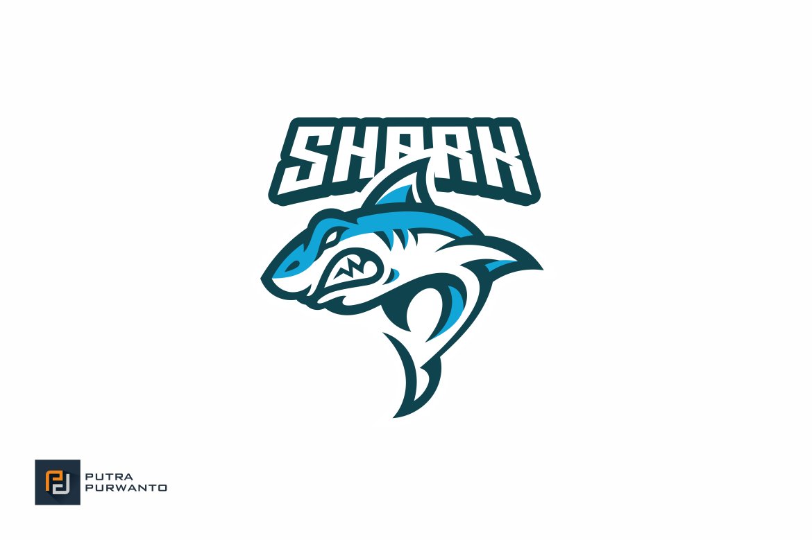 Cartoon Shark Mascot Logo preview image.