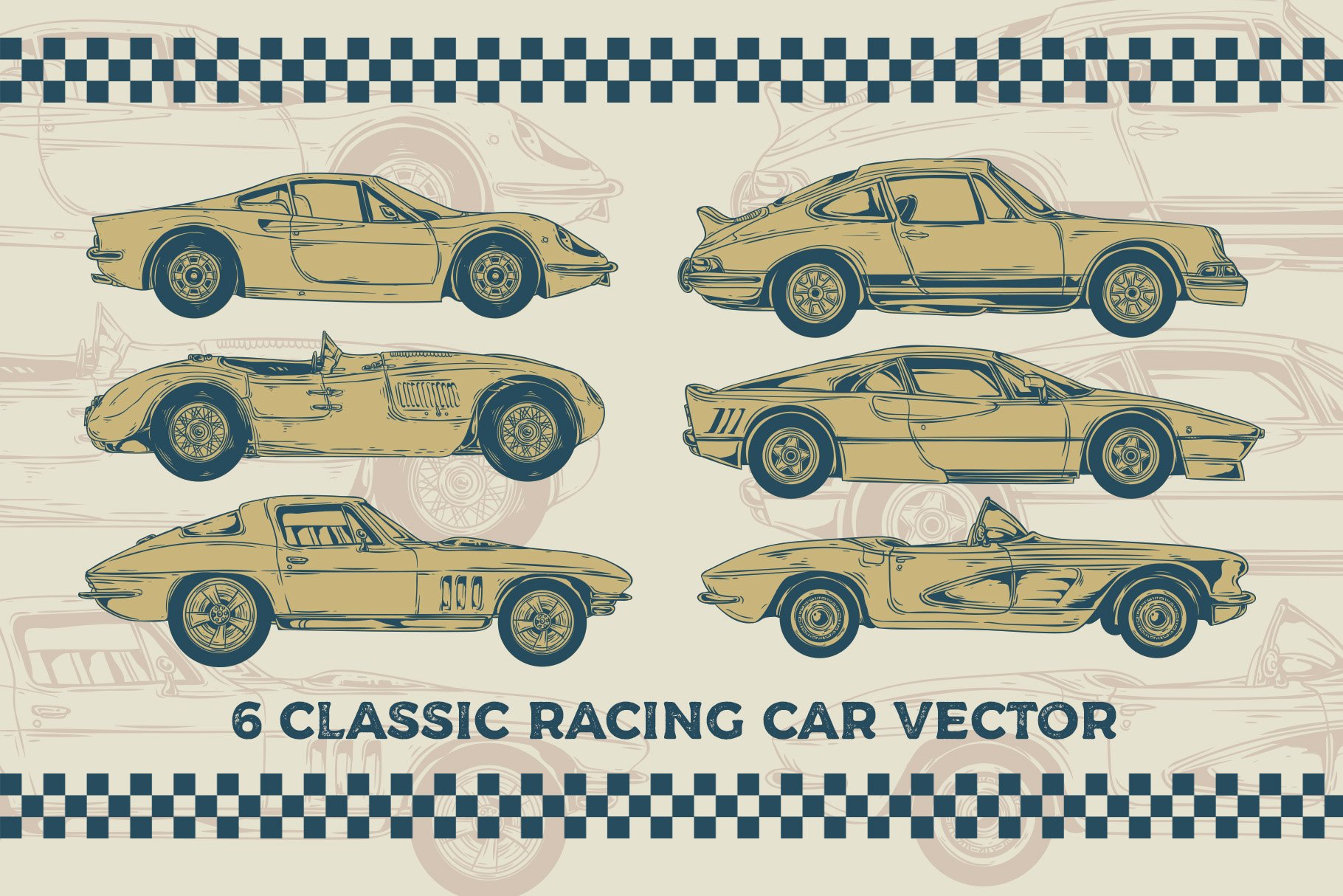 Classic Car Vector Kit preview image.