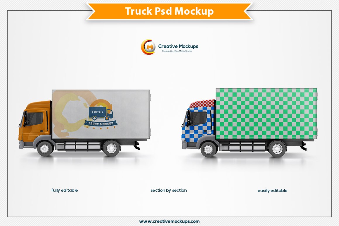 Delivery Truck Mockup Template preview image.