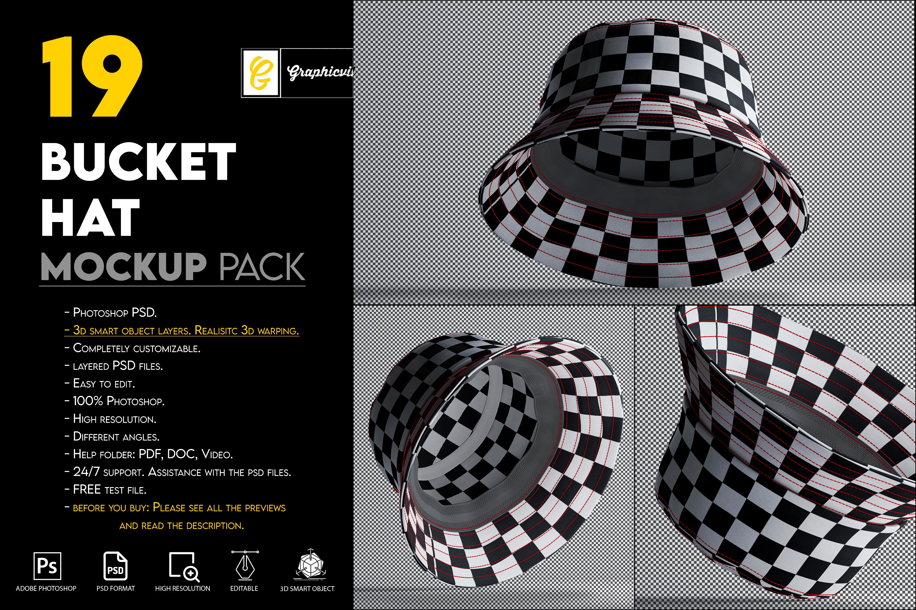 Bucket Hat Mocukp preview image.