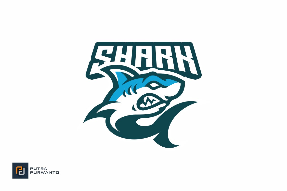 Cartoon Shark Mascot Logo preview image.