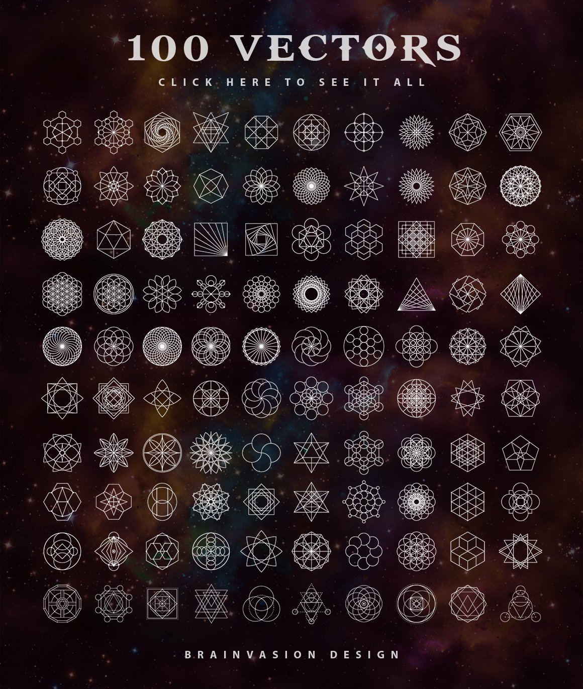 100 Sacred Geometry Vectors preview image.
