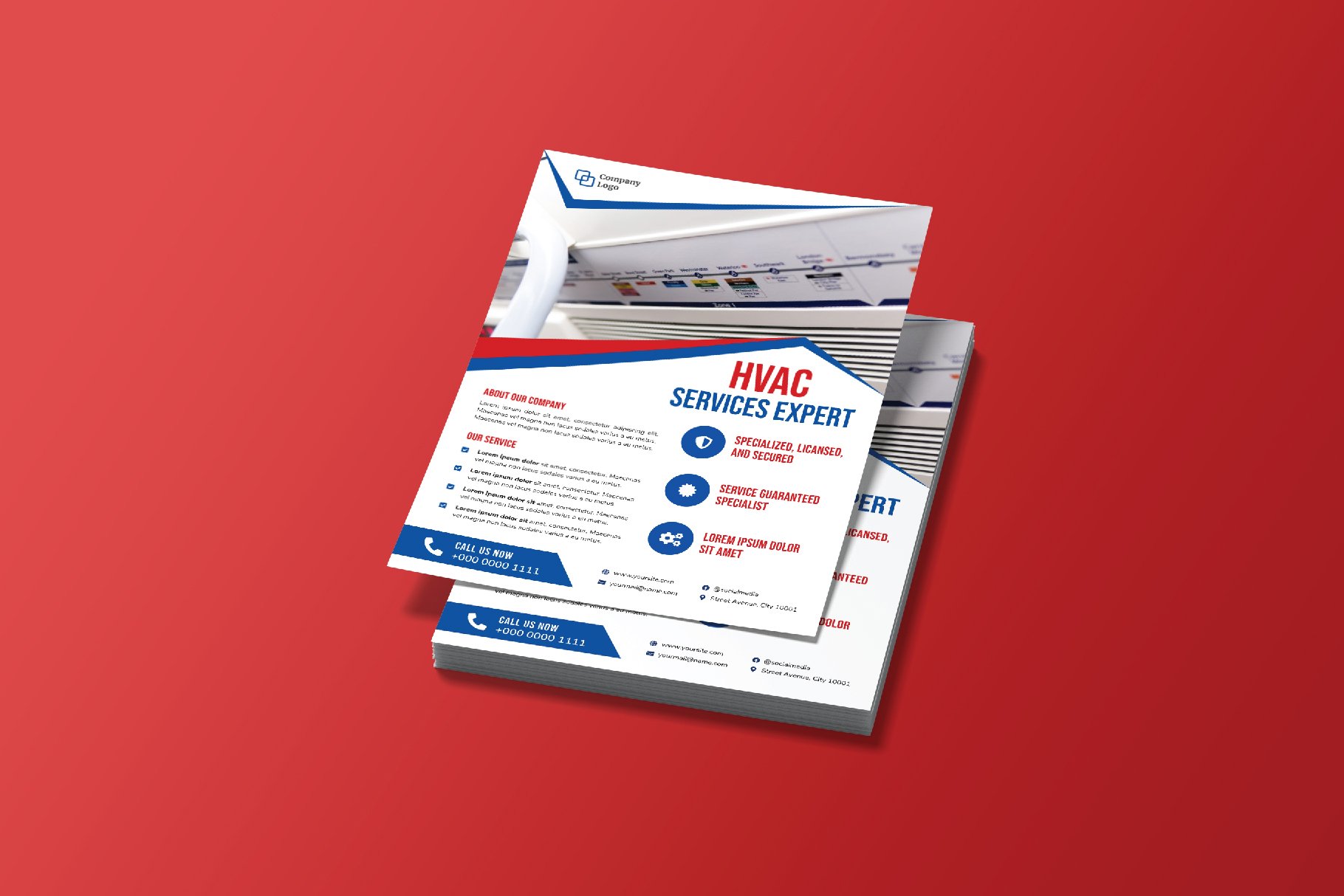 HVAC Service Flyer Brochure Template preview image.