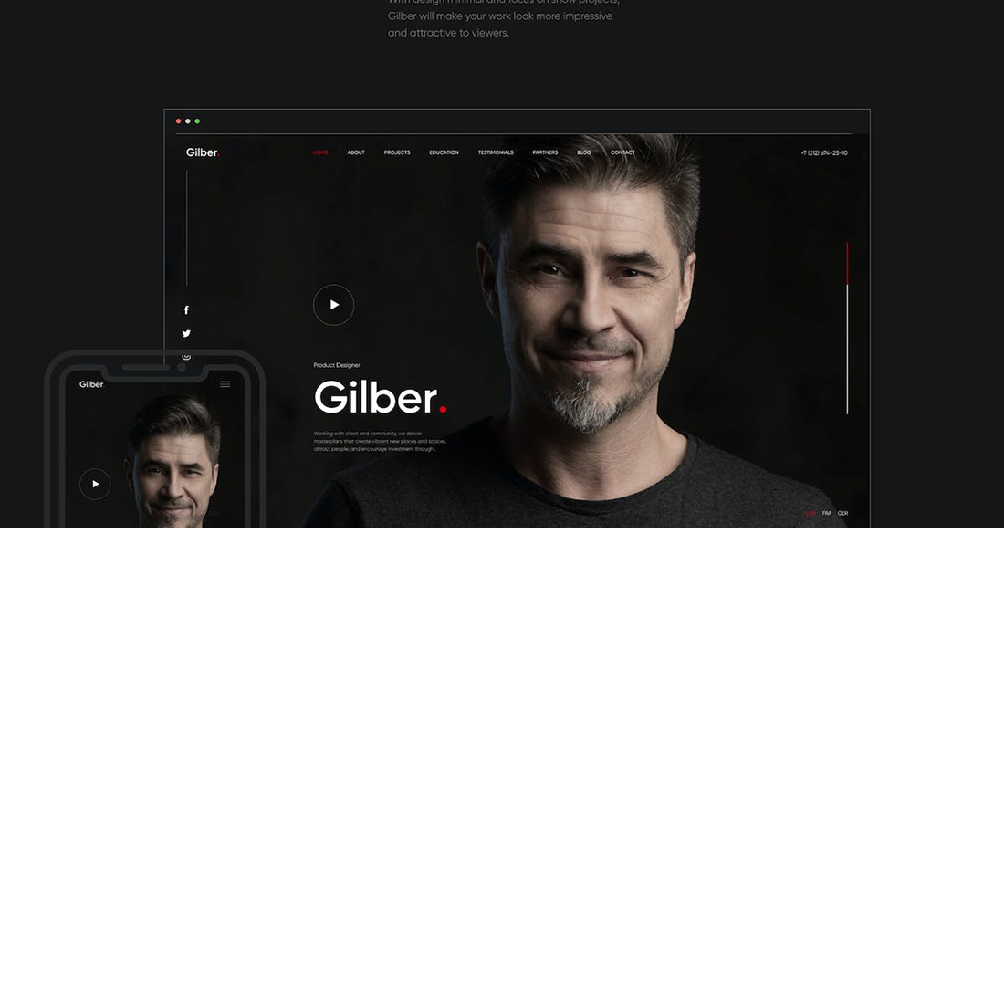 Free Gilber Personal Portfolio Template preview image.