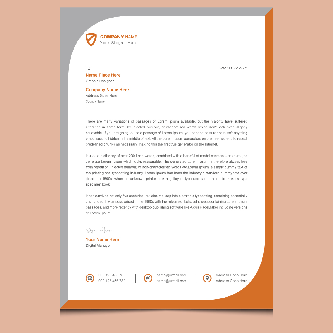 Business letterhead template design preview image.