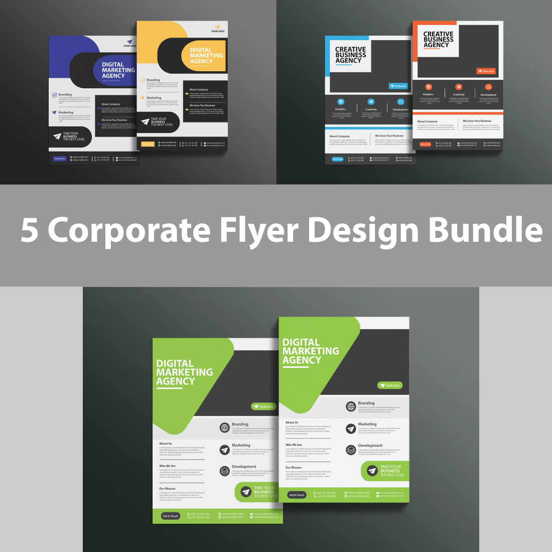 5 corporate flyer design bundle preview image.