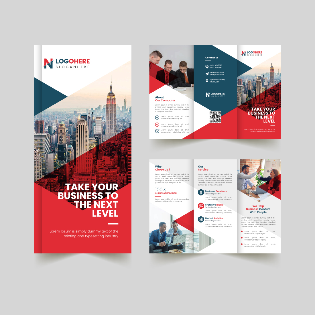 Corporate 4 Trifold Brochure Template preview image.