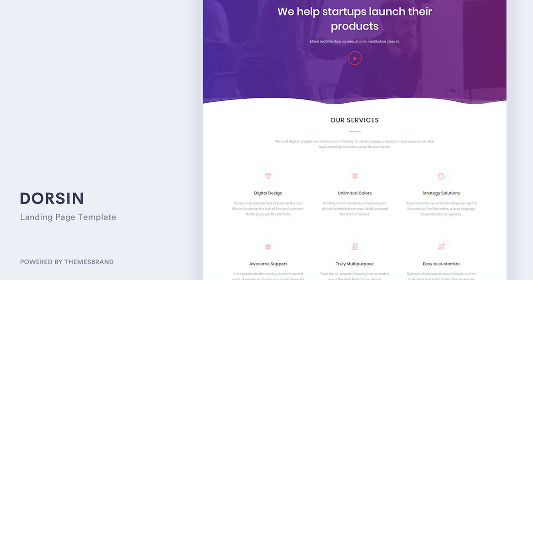 Free Dorsin Responsive Landing Page Template preview image.