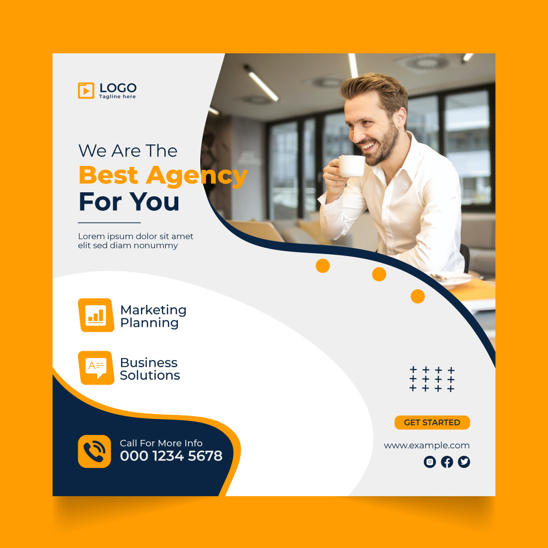 business social media post banner template preview image.