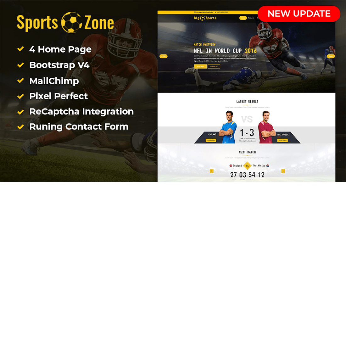 SportsZone - Sports Website Template preview image.