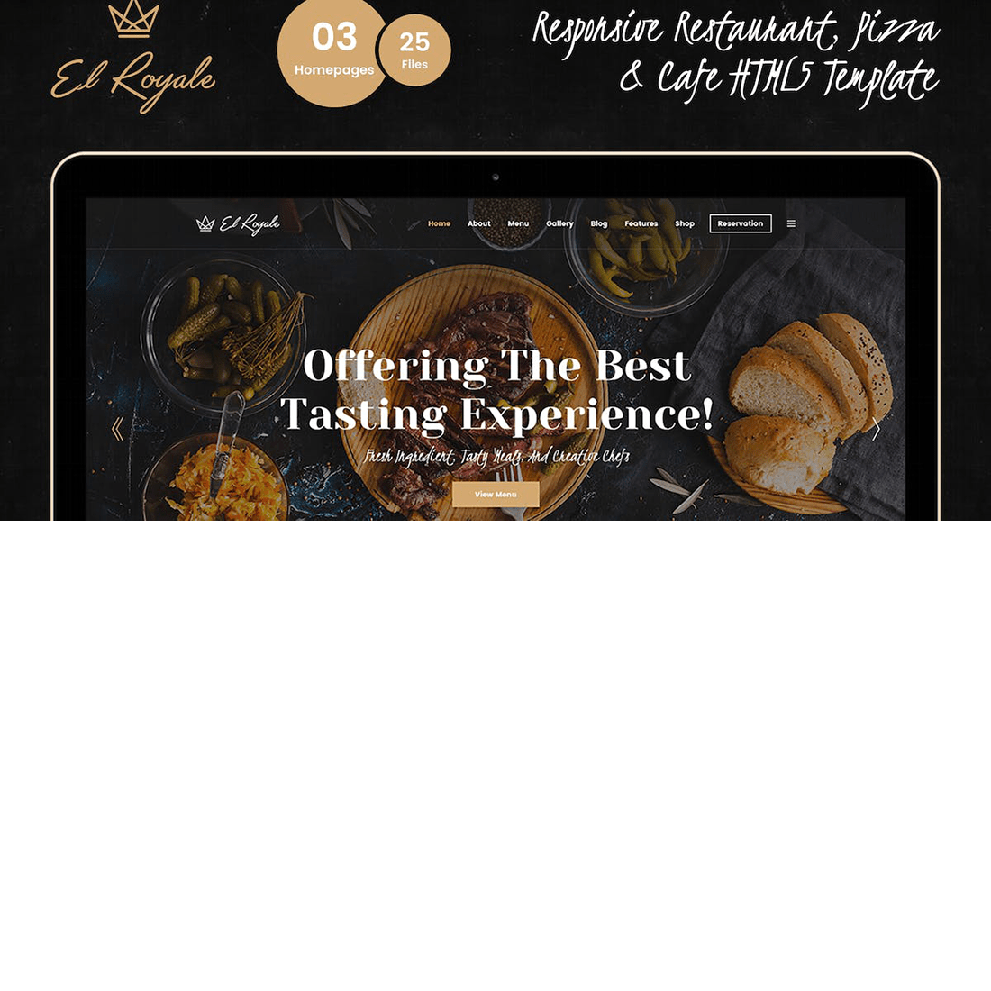 Free Elroyale Restaurant and Cafe HTML Template preview image.