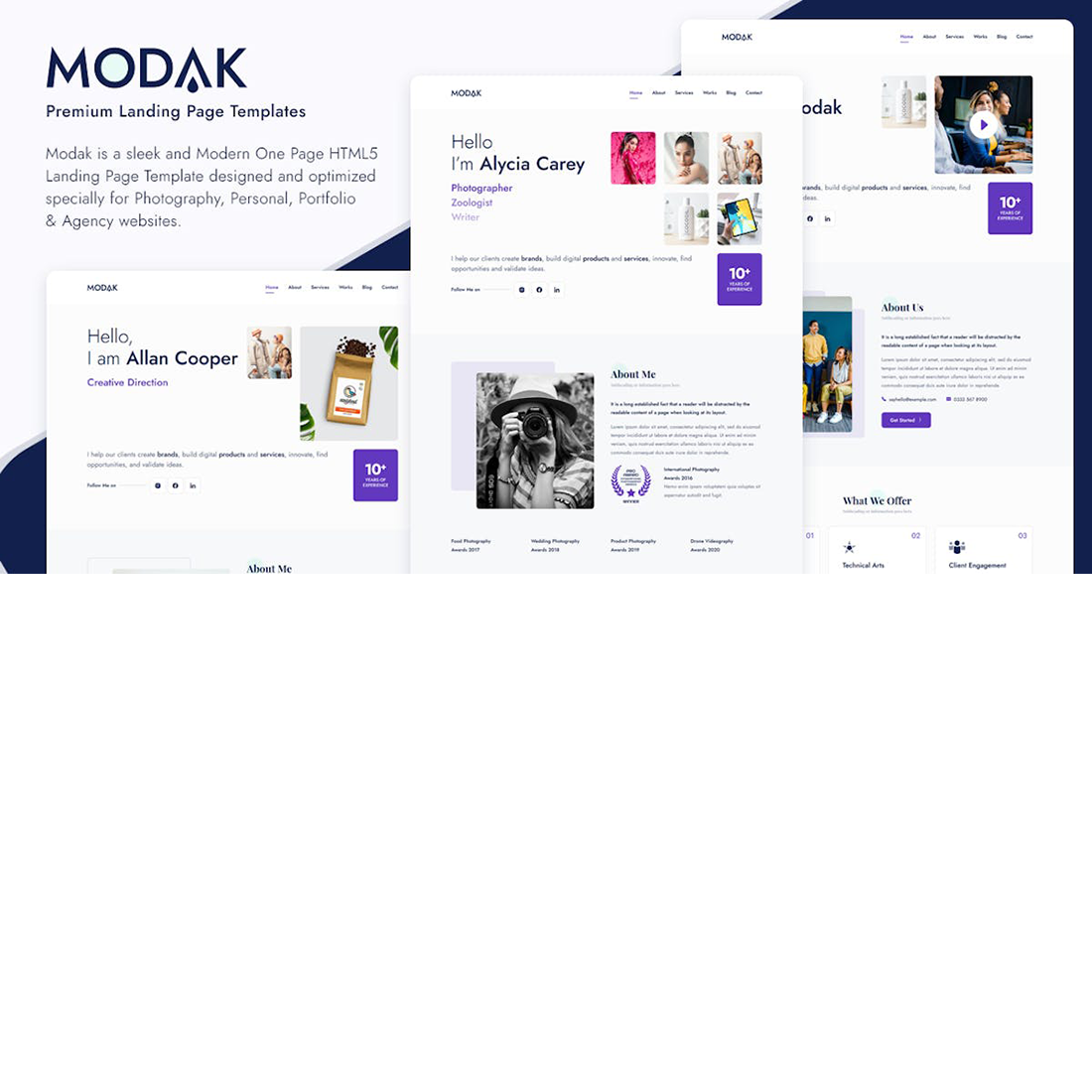 Modak Personal Portfolio HTML Template preview image.