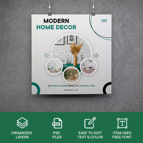 Modern Home Decor Social Media Template cover image.