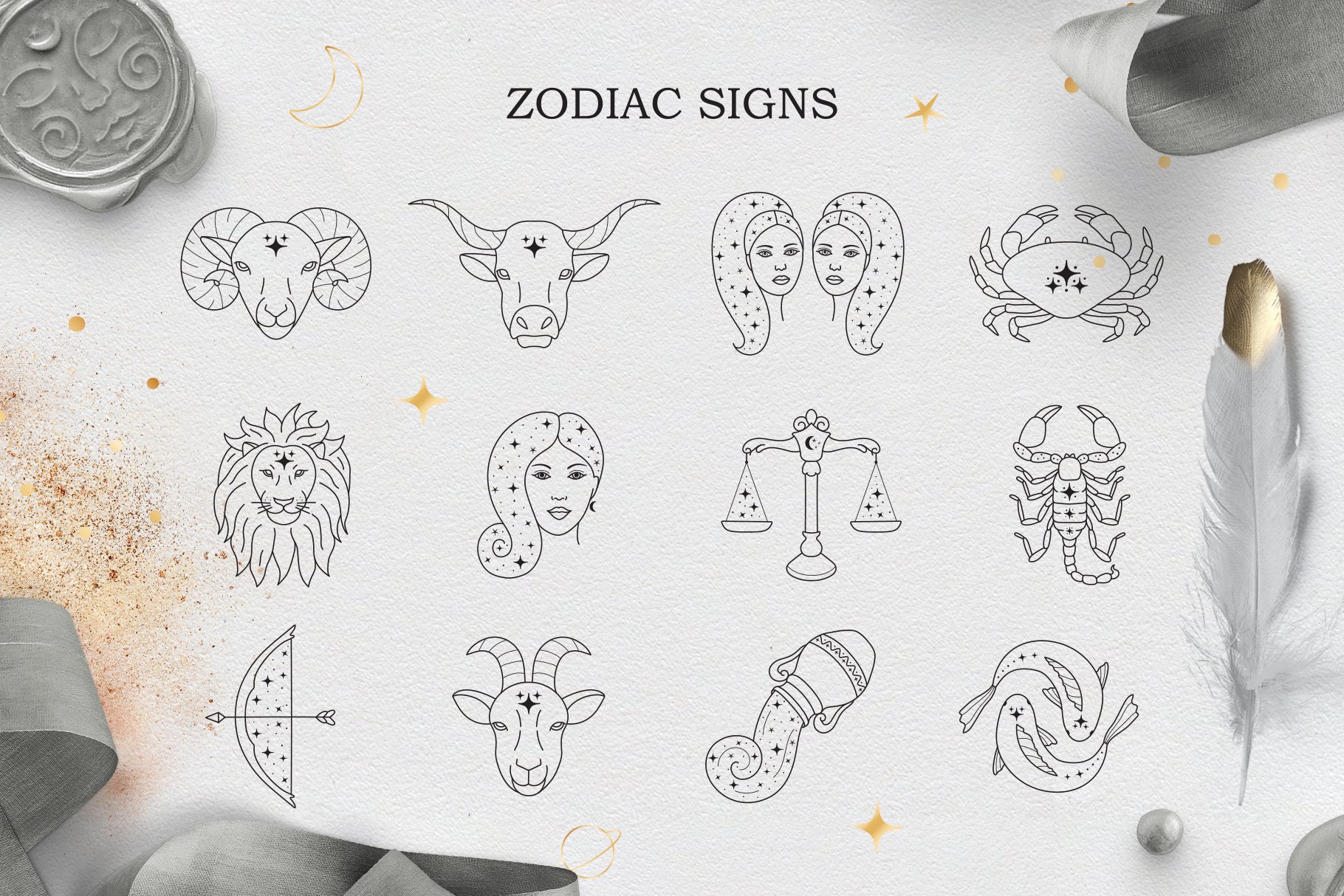 Zodiac signs and constellations preview image.