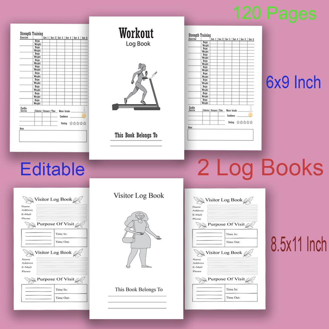 Workout Log Book Fitness  KDP Interior Graphic by Beast Designer