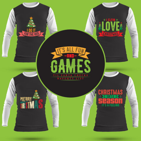 Christmas T Shirt Designs Bundle cover image.