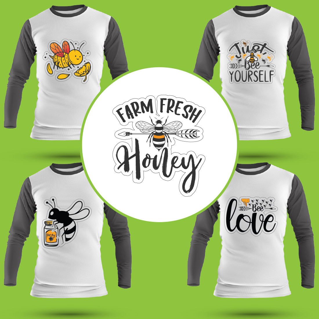 Bee SVG T Shirt Designs Bundle cover image.