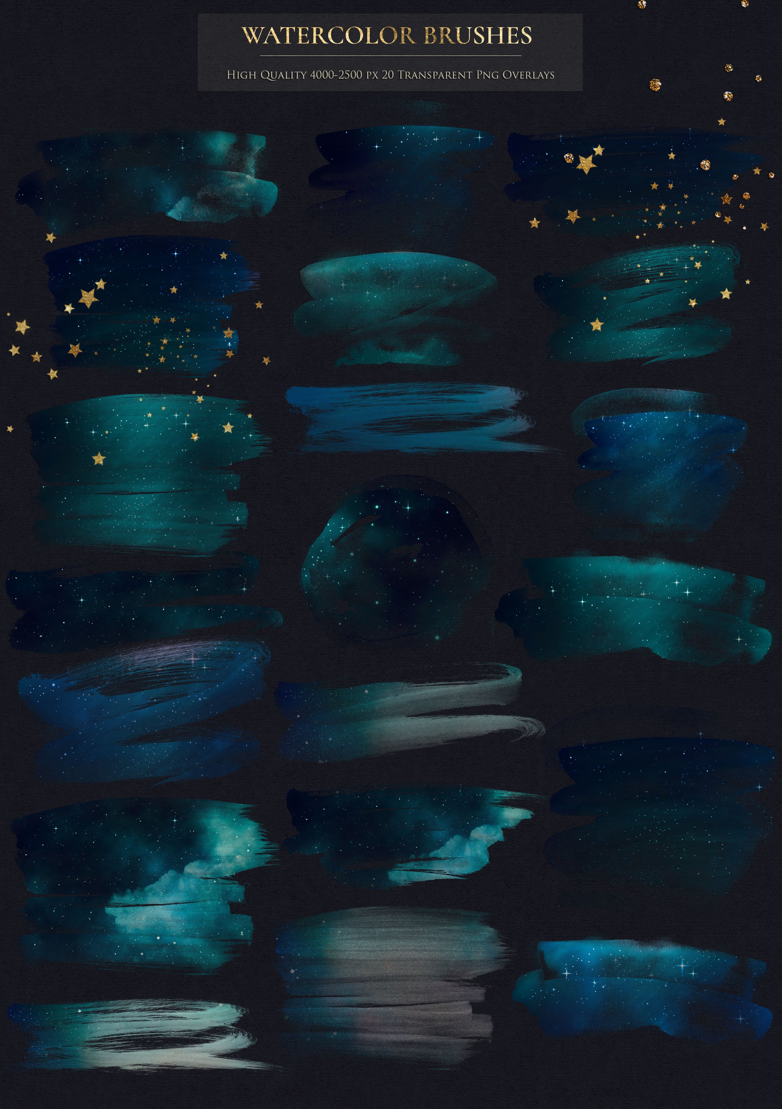 Galaxy Watercolor Brush Strokes Png preview image.
