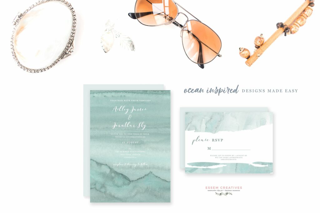 Ocean & Beach Watercolor Backgrounds – MasterBundles
