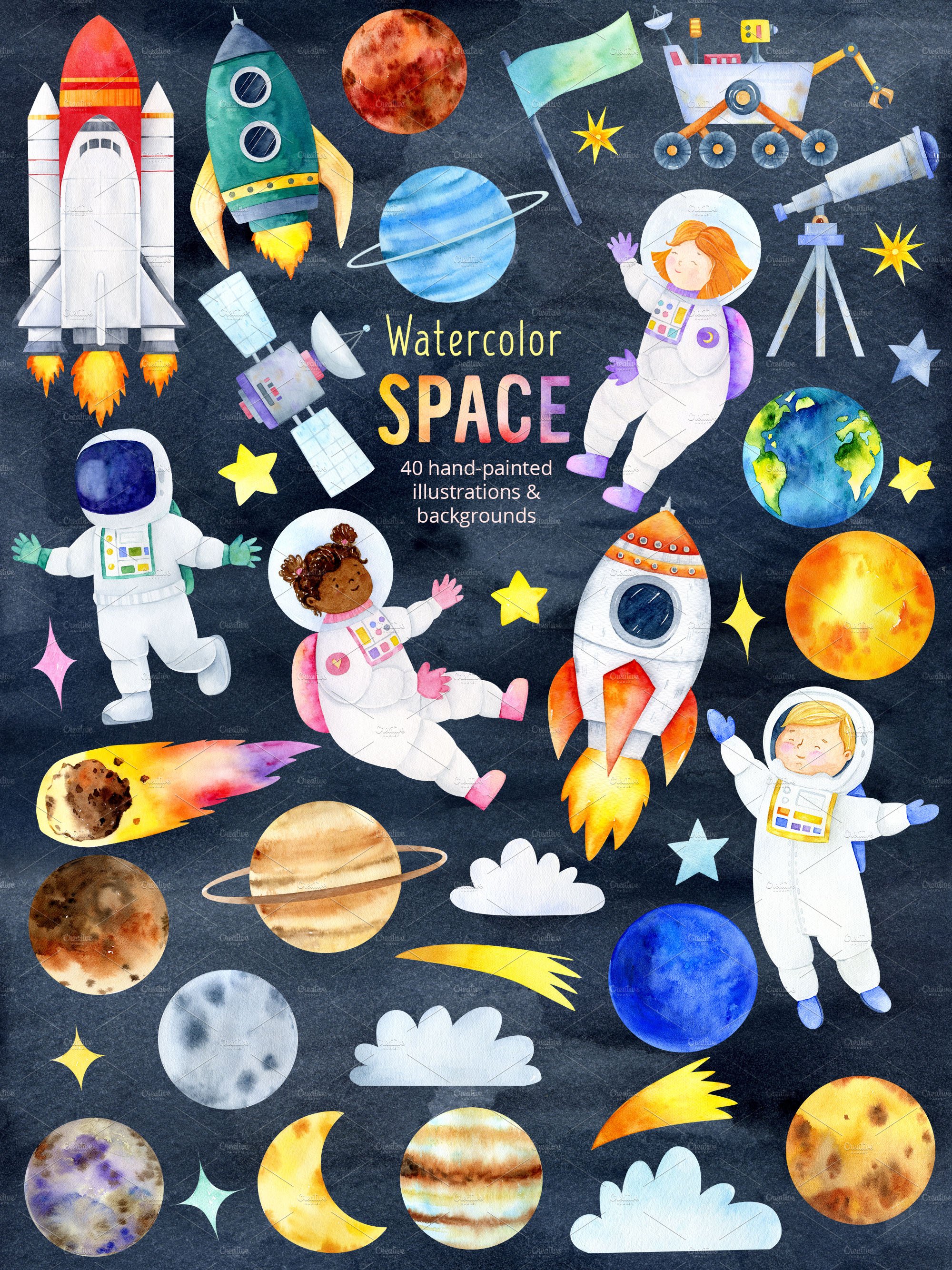 Outer Space clipart Solar System set preview image.