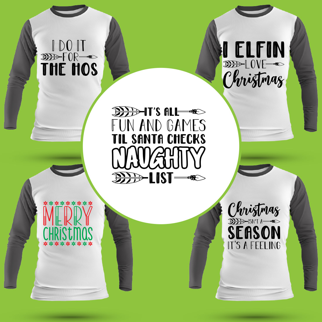 Christmas T Shirt Designs Bundle preview image.