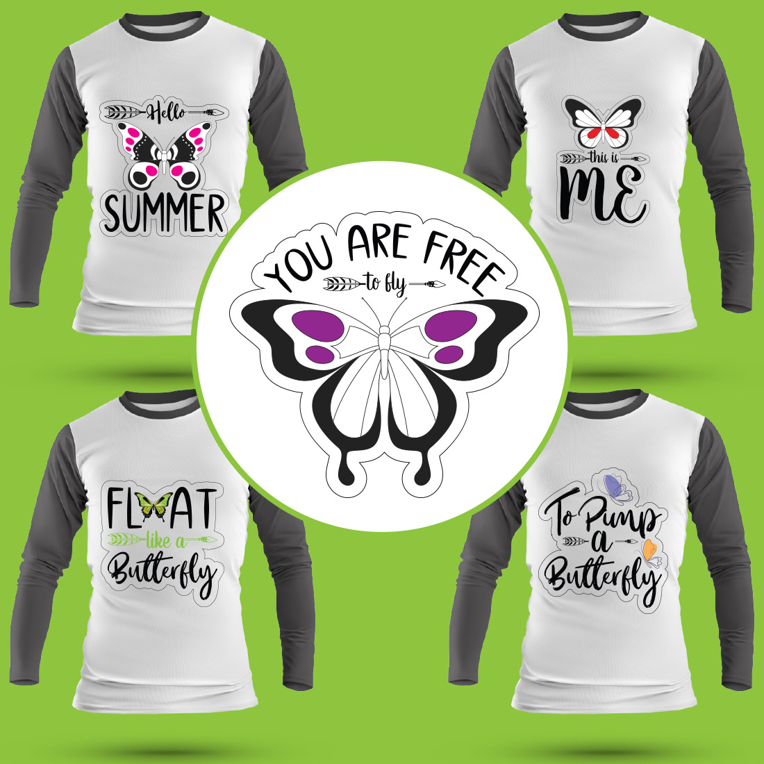 Butterfly T Shirt Designs Bundle preview image.