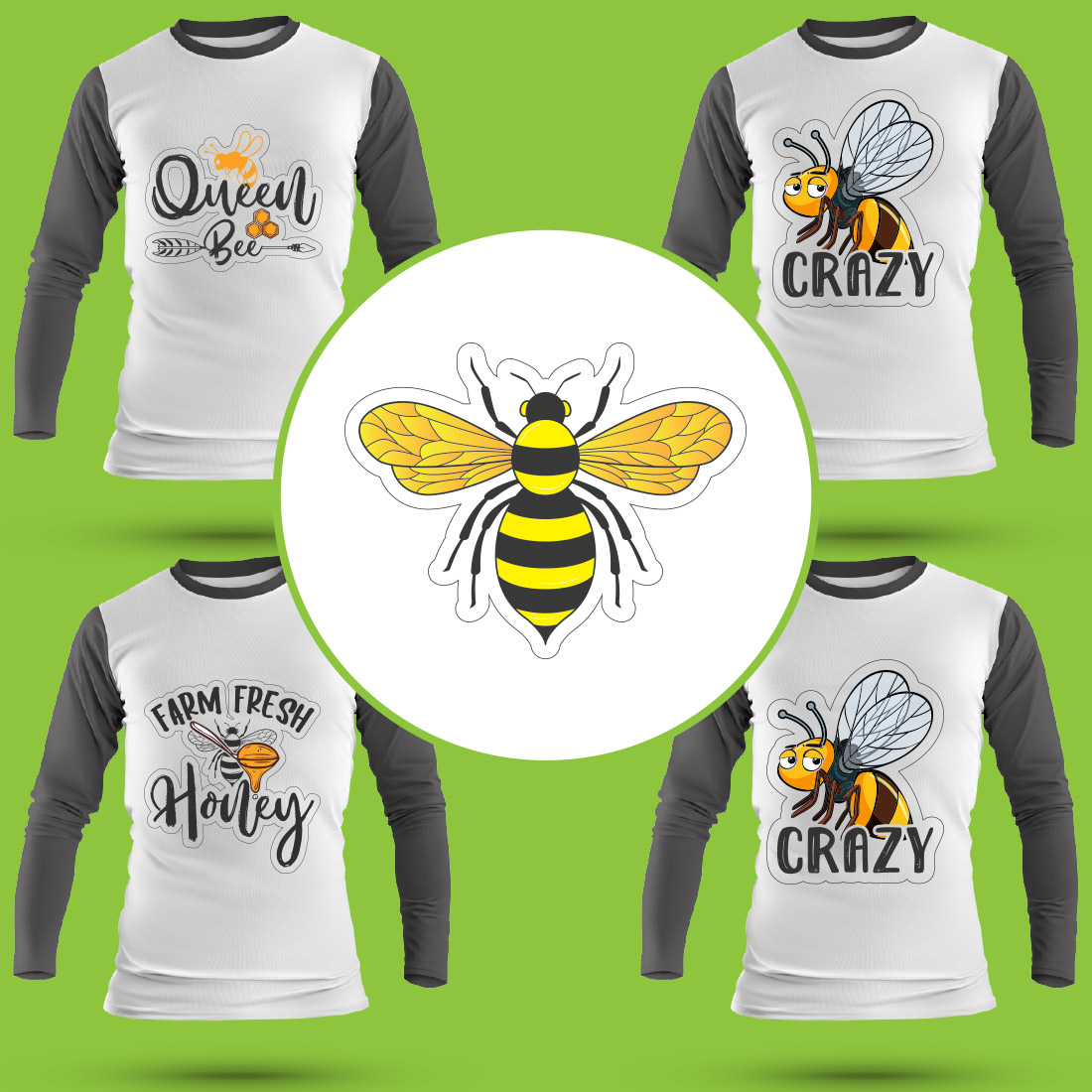 Bee SVG T Shirt Designs Bundle cover image.