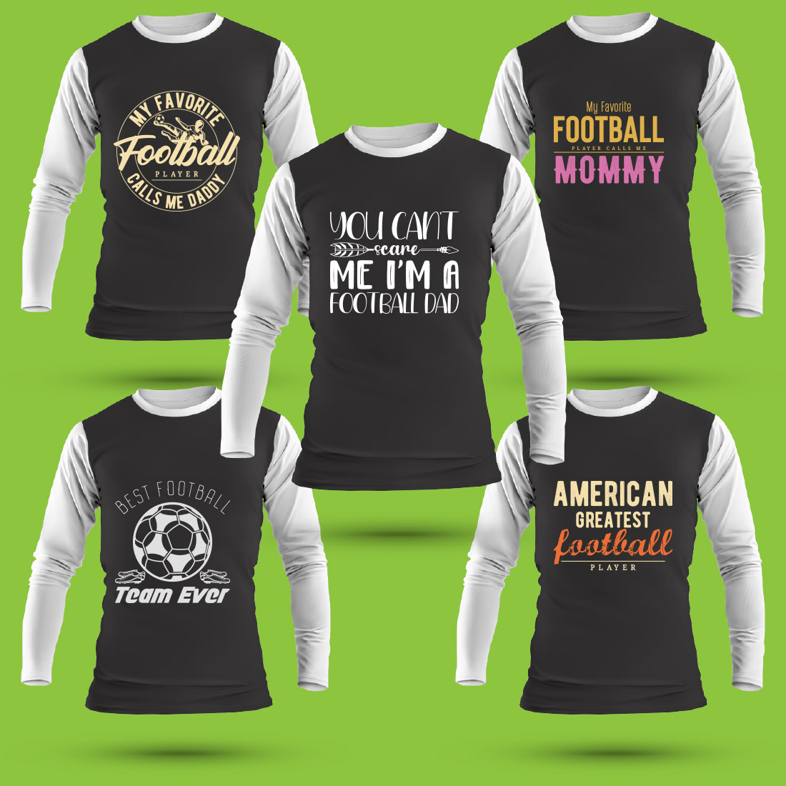 American Football Day T Shirt Designs Bundle voli-11 preview image.