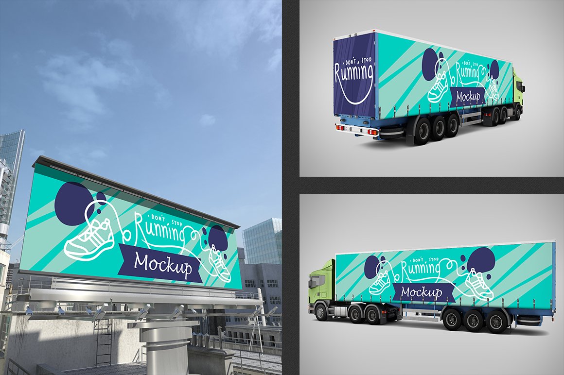 Truck and Billboard Mockup preview image.