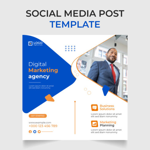 Digital marketing and business social media post design vector cover image.
