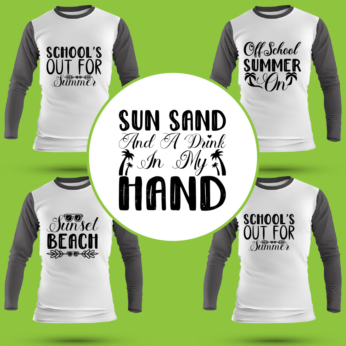 Beach T Shirt Designs Bundle preview image.