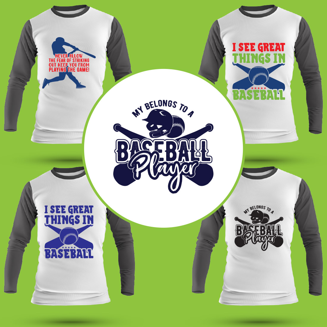 Baseball T Shirt Designs Bundle preview image.