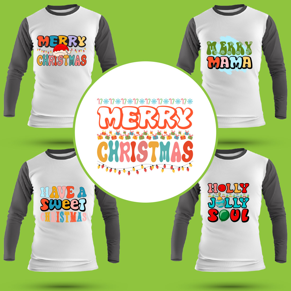 Christmas T Shirt Designs Bundle preview image.