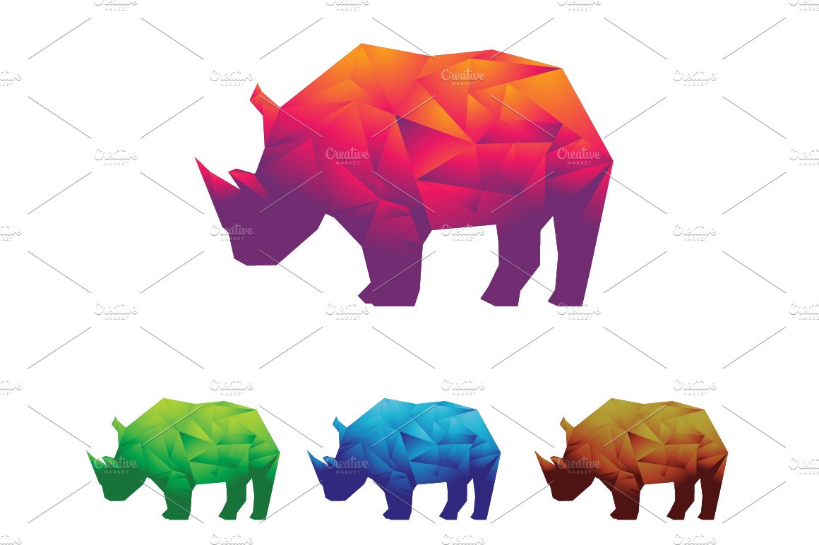 Rhino Rhinoceros Low Poly Polygon cover image.