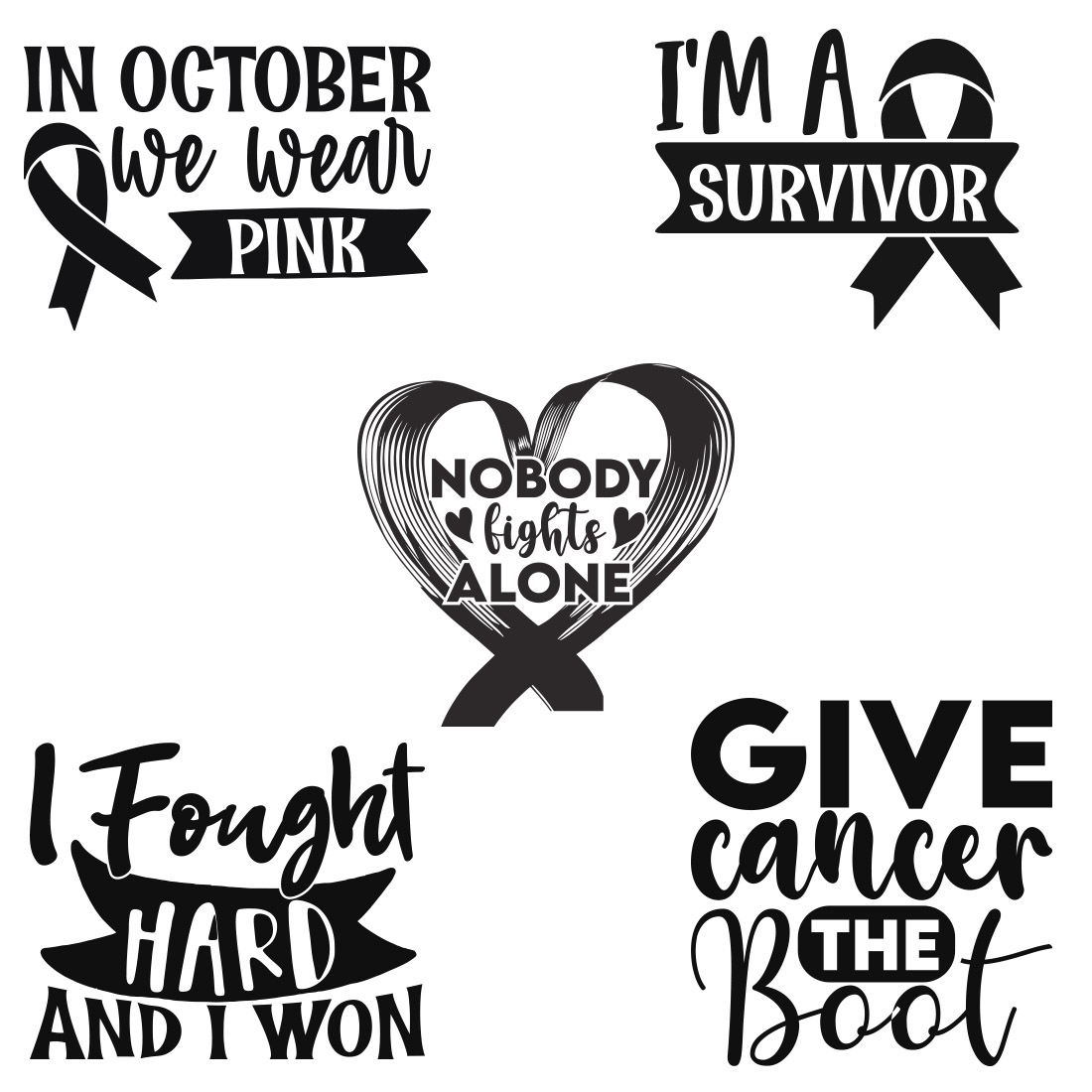 Cancer SVG T Shirt Designs Bundle cover image.