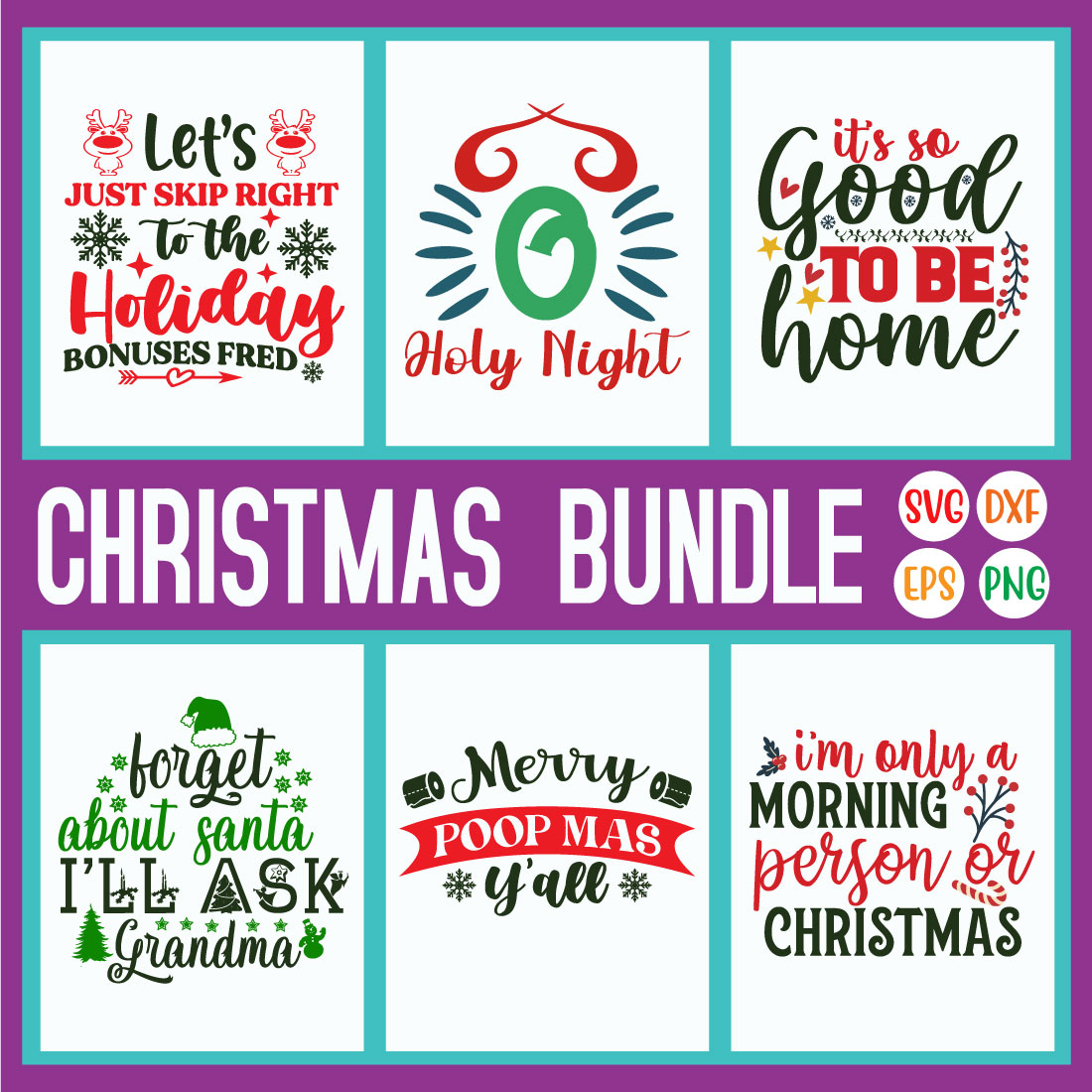 Funny Christmas Quotes Bundle Vol77 cover image.