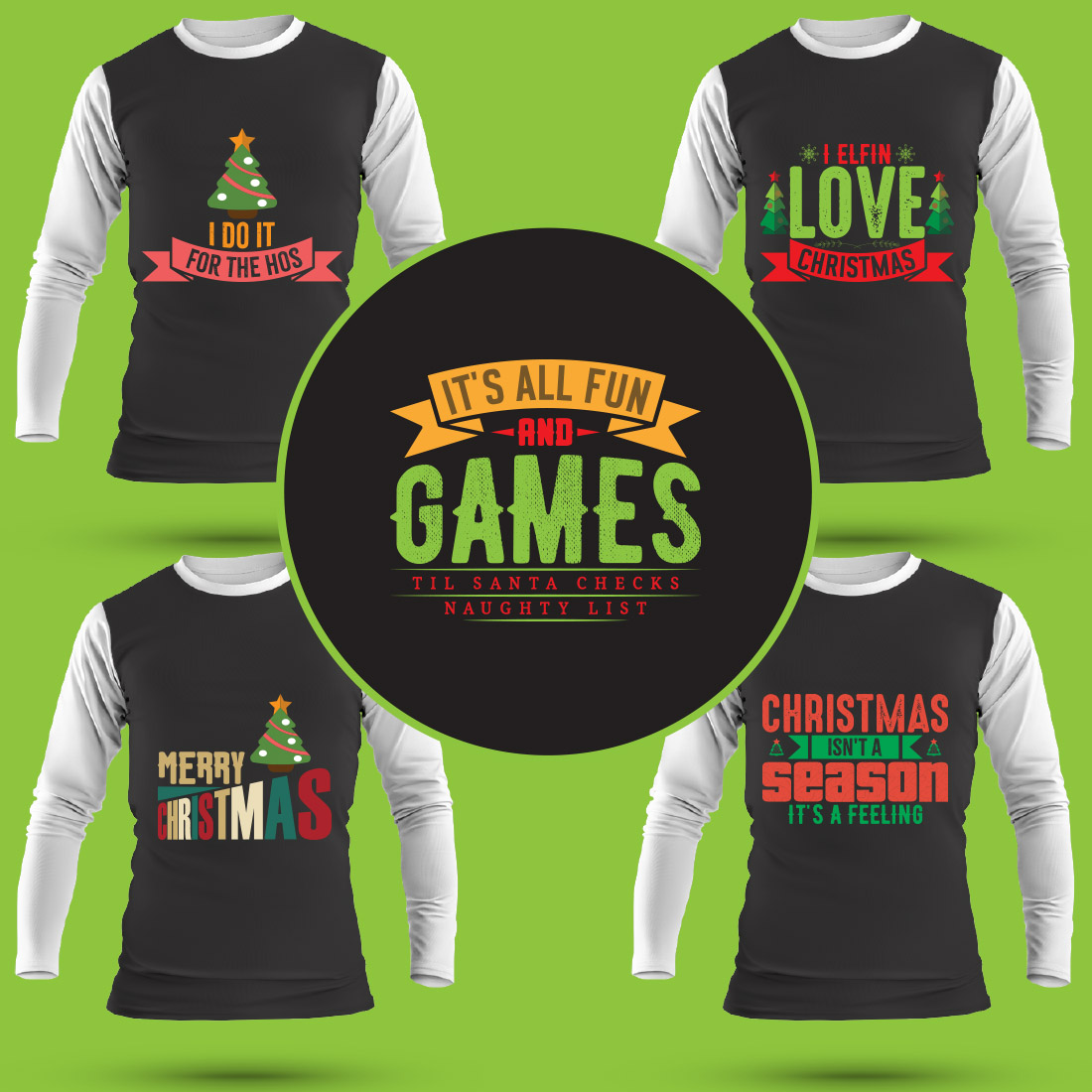 Christmas T Shirt Designs Bundle preview image.