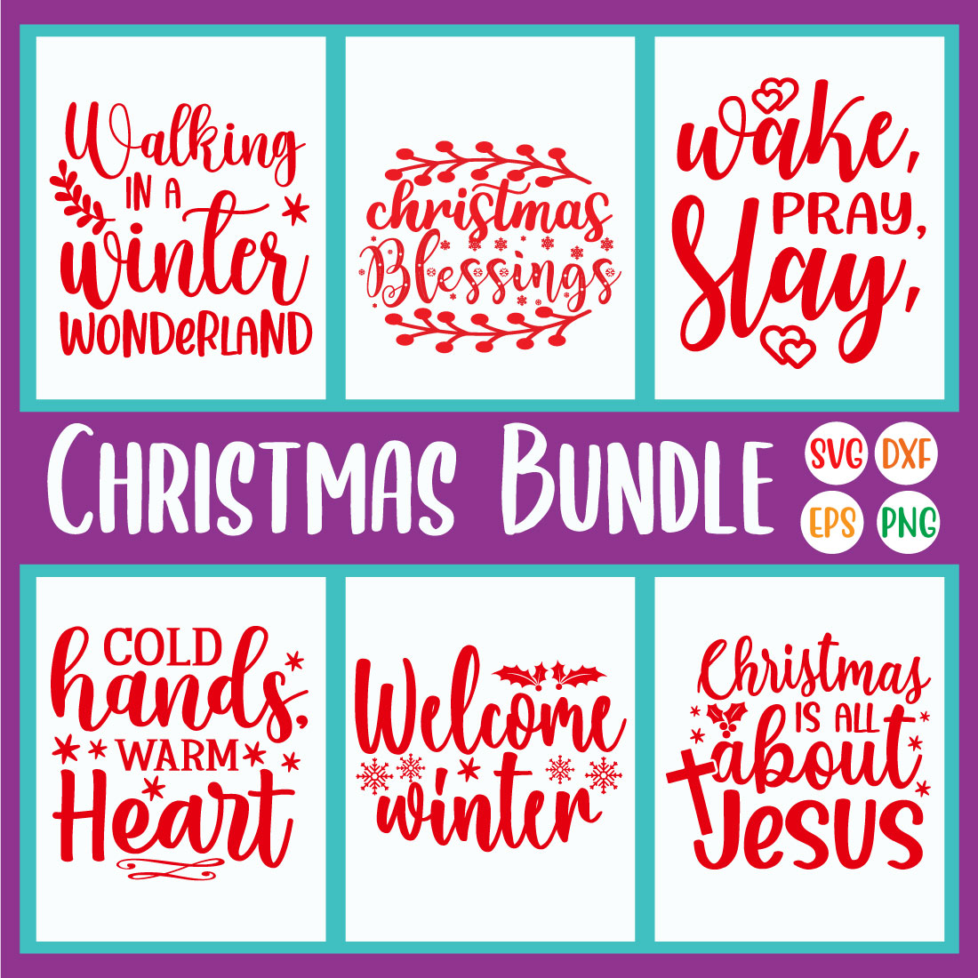Colorful Christmas Svg Quotes Bundle Vol34 cover image.