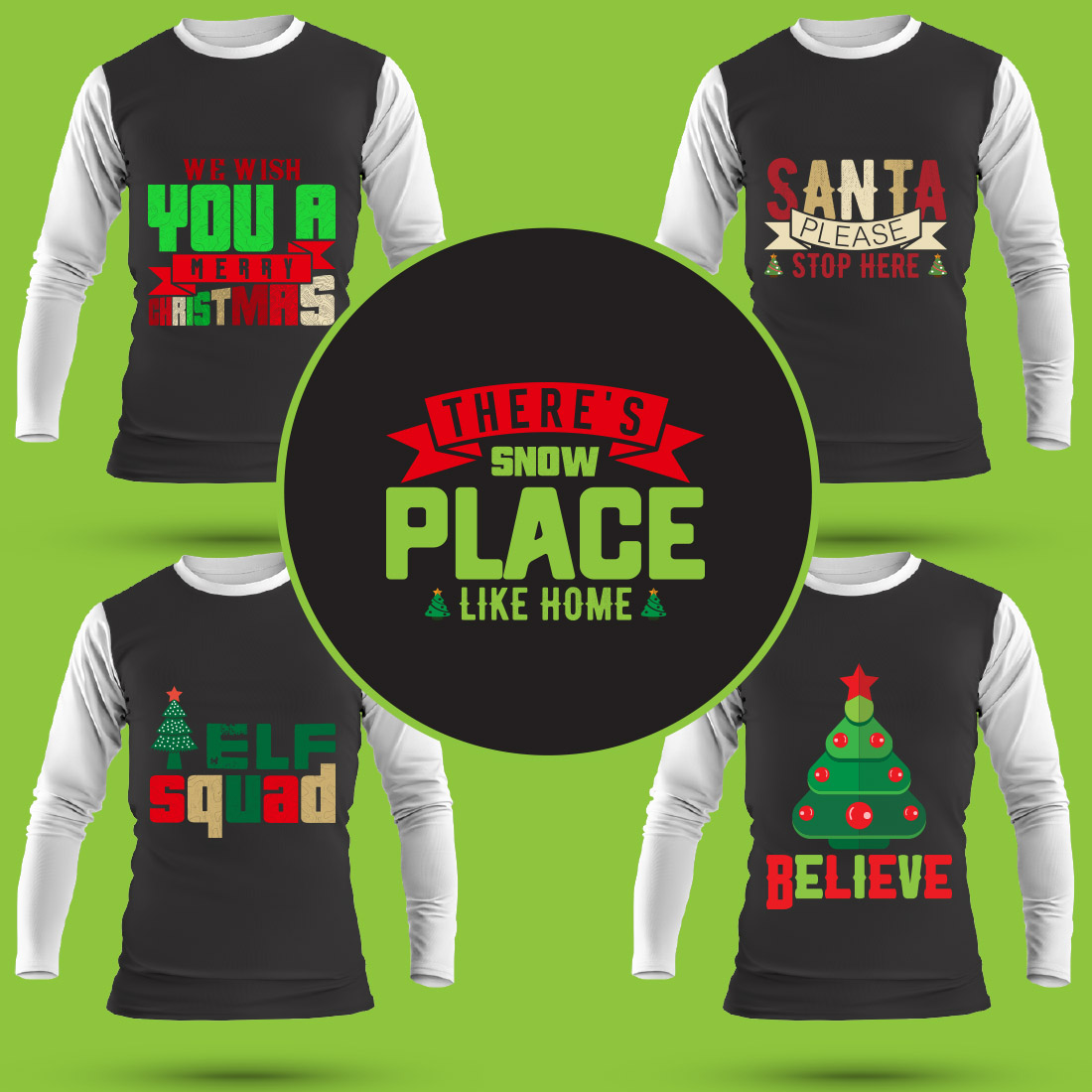 Christmas T Shirt Designs Bundle preview image.