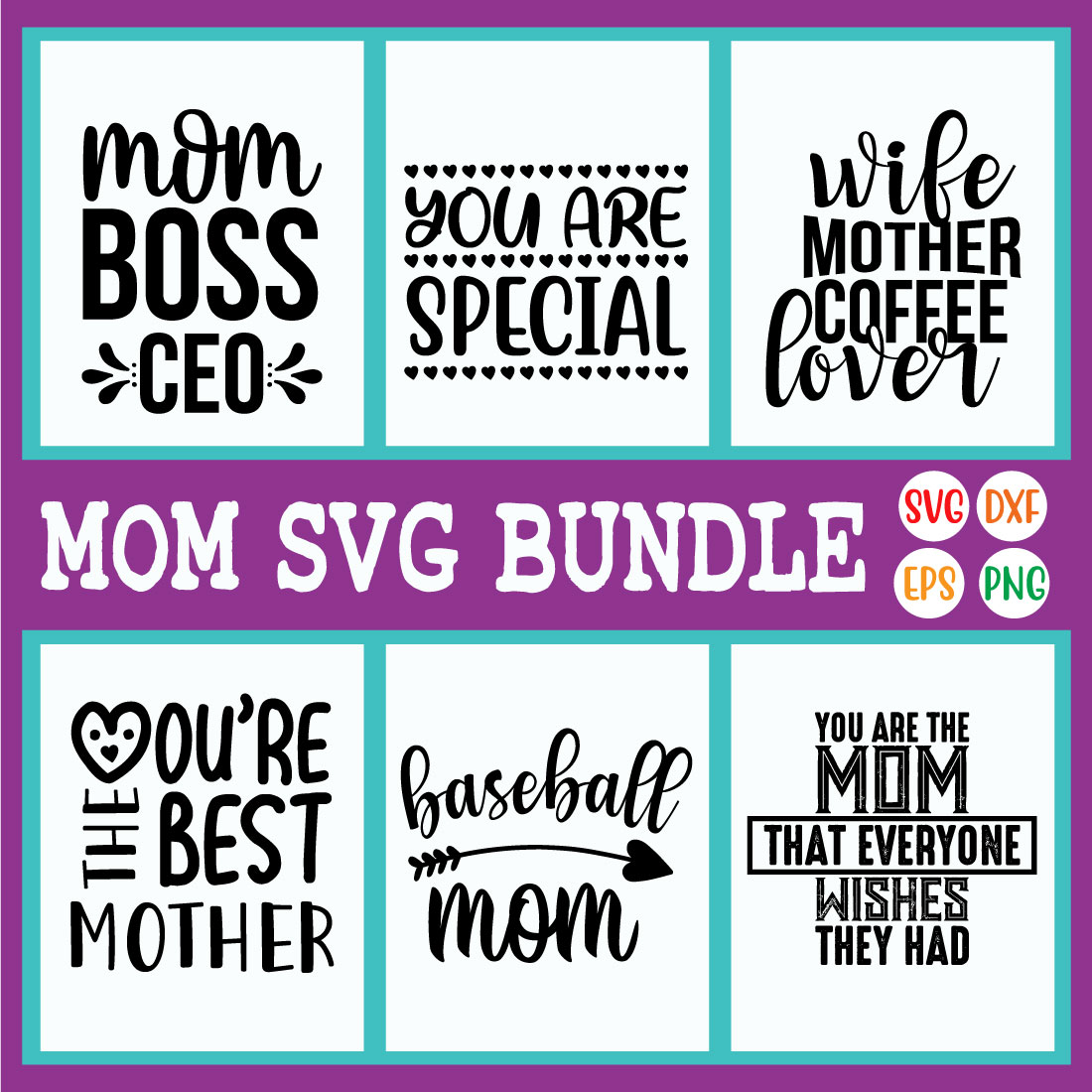 Mom Typography Designs Bundle Vol44 preview image.