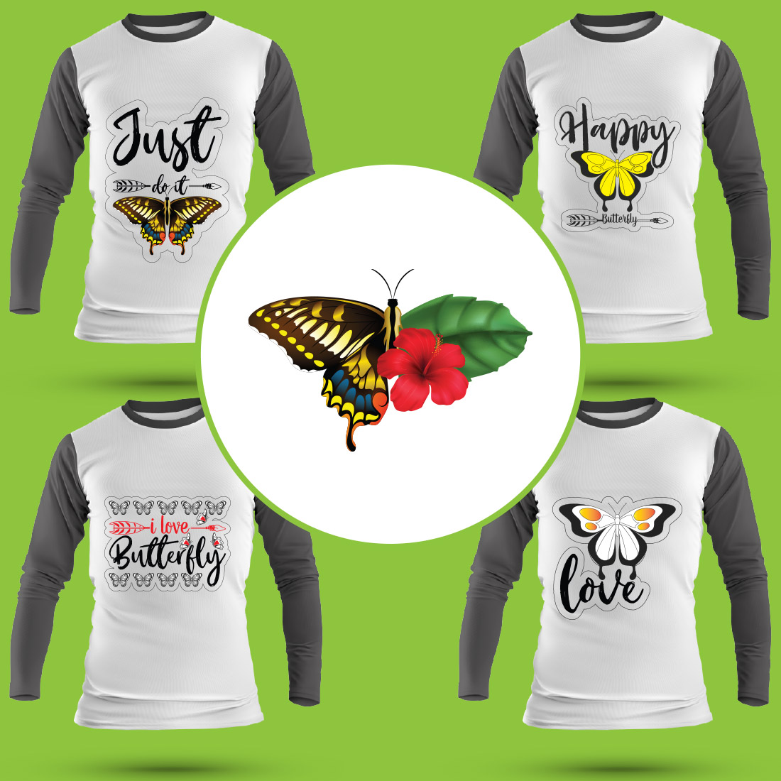 Butterfly T Shirt Designs Bundle preview image.