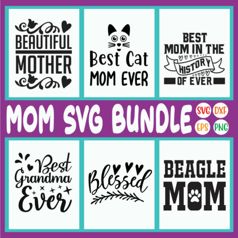 Mom Svg Quotes Black Designs Vol38 cover image.